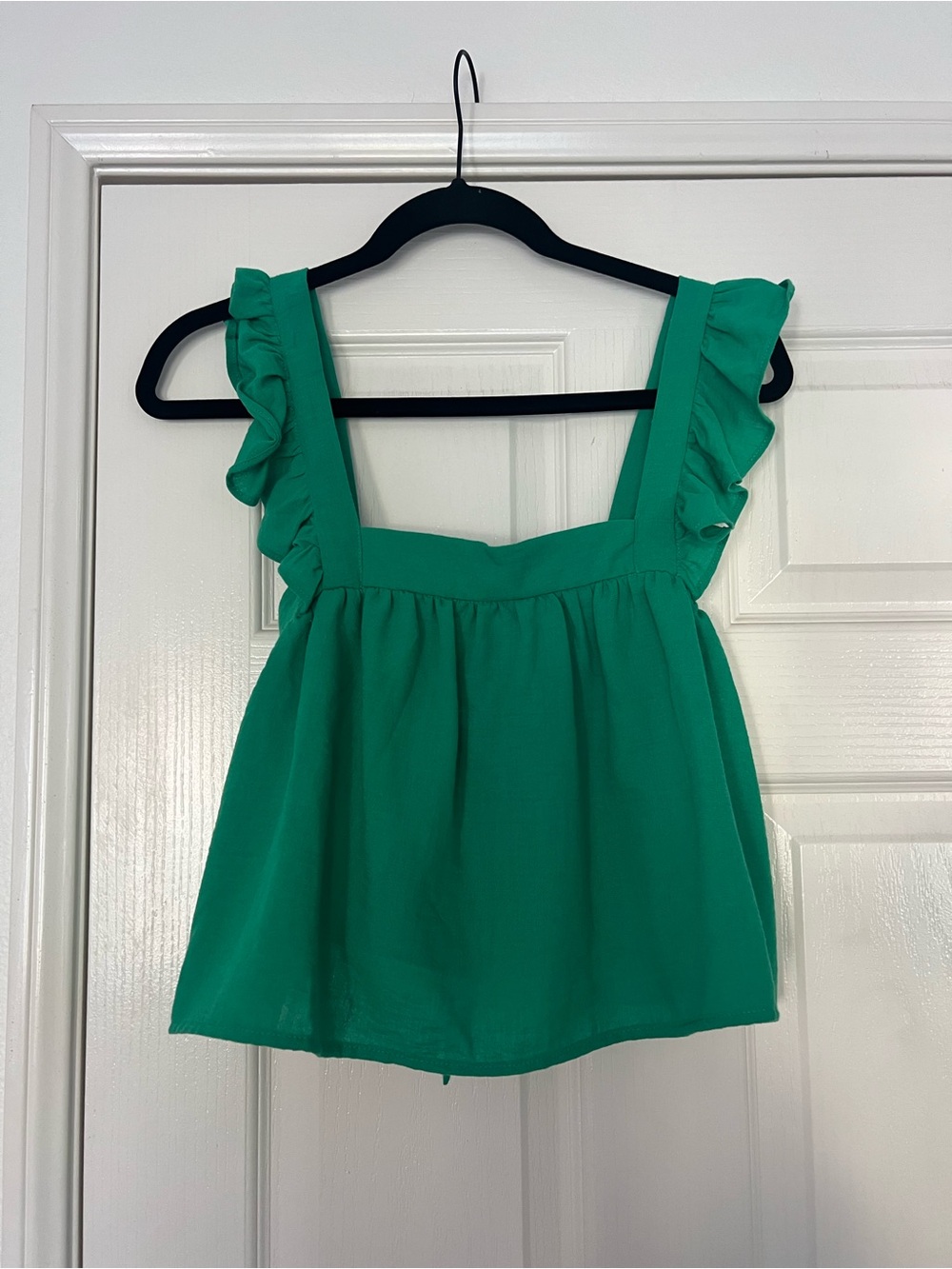 Sienna Sky Ruffle Strap Square-Neck Tank - Green